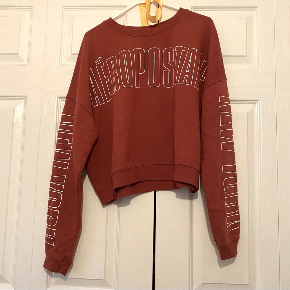 🍁Red Cropped Aeropostale Crewneck Fleece Lined🍁